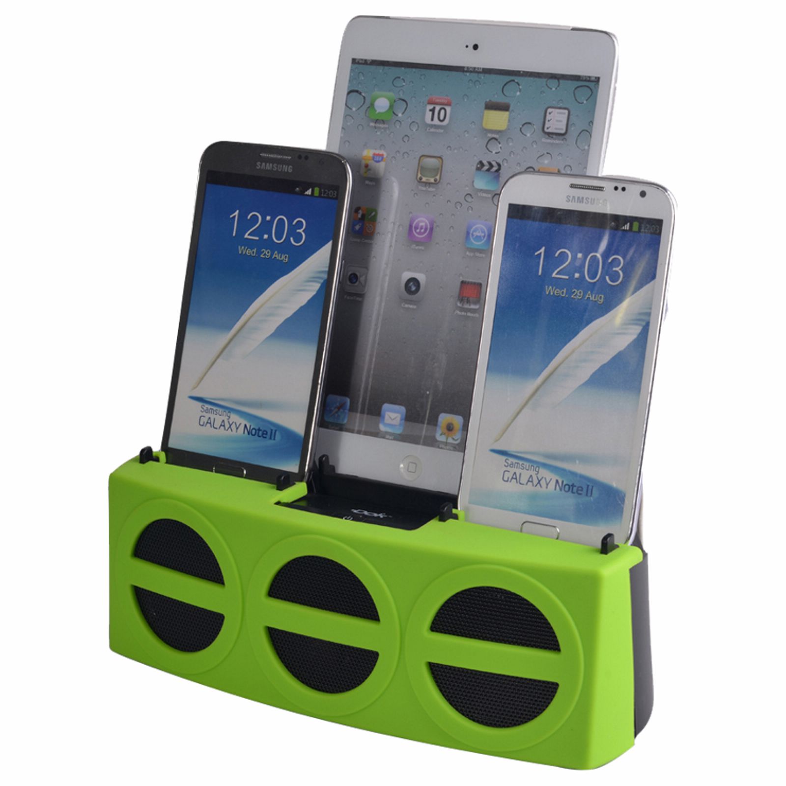 CR22GN - 3 Port Smart Phone Charger with Speaker (Green Face) CR22GN - 3 Port Smart Phone Charger with Speaker (Green Face)